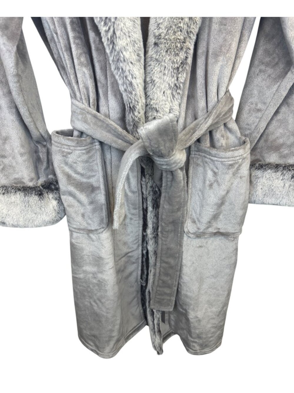 NWT Hotel Collection Faux Fur Bath Robe Women's S/M Plush Luxury Spa Lounge Robe - Picture 3 of 7